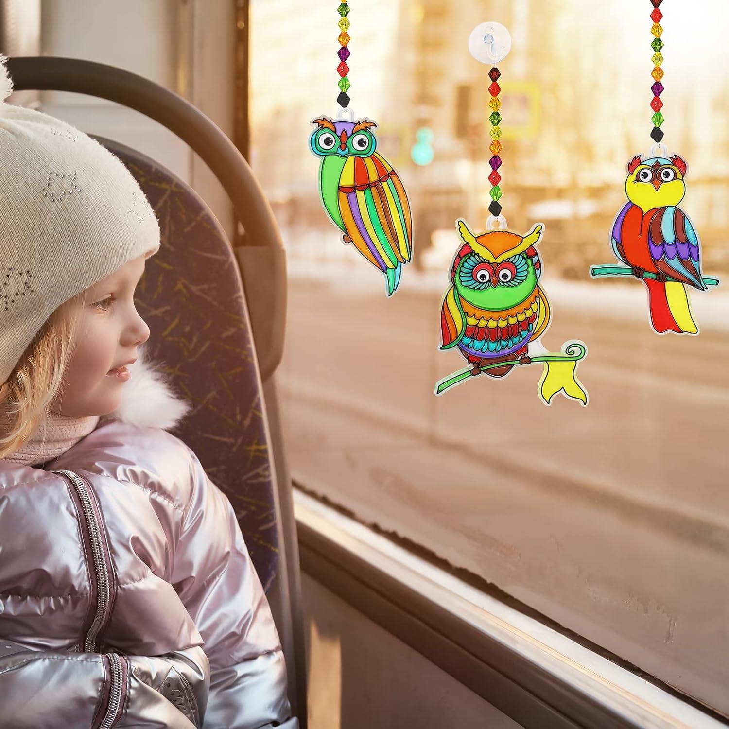 Winlyn 24 Sets Adornos Atrapa Rayos Búho Manualidades Niños