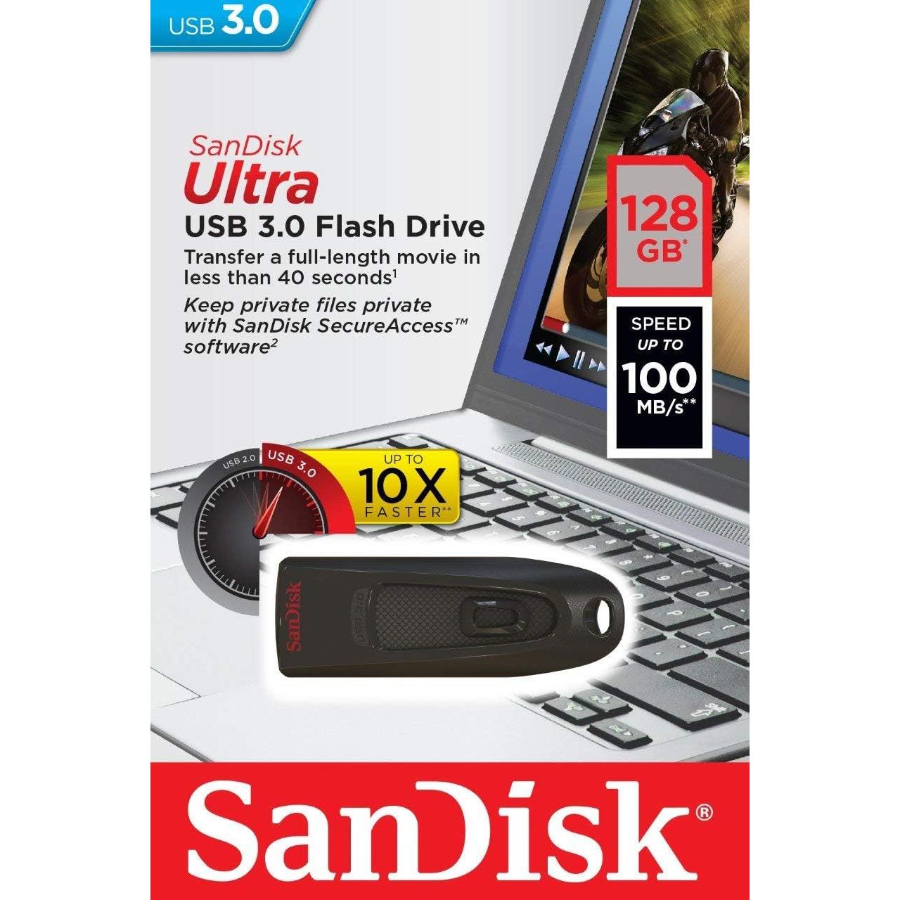 SanDisk Ultra USB 3.0 128GB Paquete de 3 con Lanyards