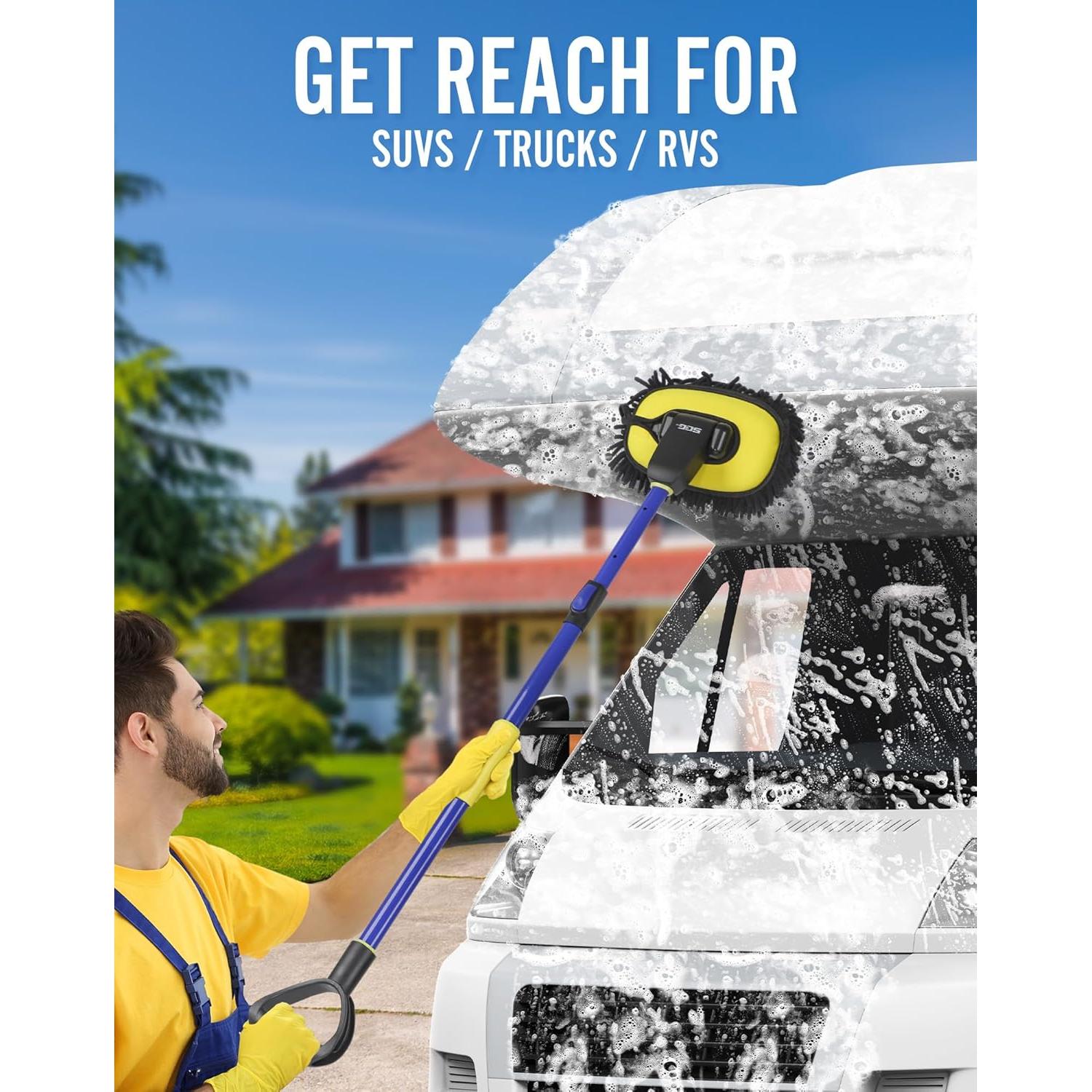Kit de Lavado de Autos SEG Direct con Mango Extensible y Cabezal Chenille