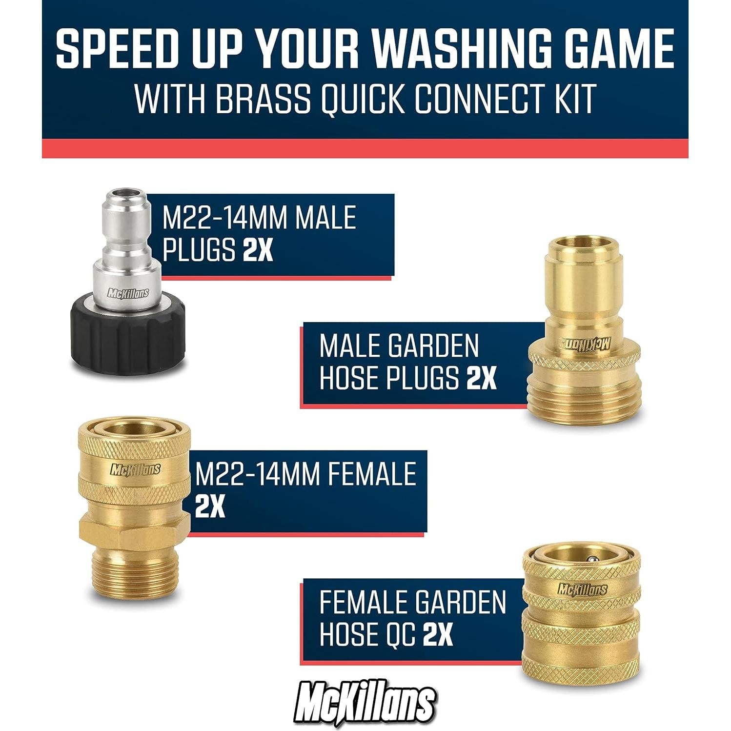 Kit de Conexión Rápida McKillans M22-14mm para Lavadora a Presión