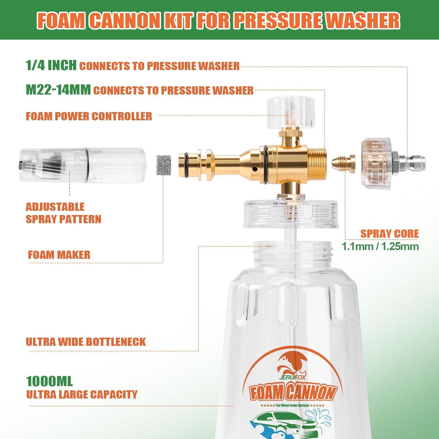 Conector Doble JERUIFOX para Lavadora de Presión con Cańón de Espuma y 5 Boquillas