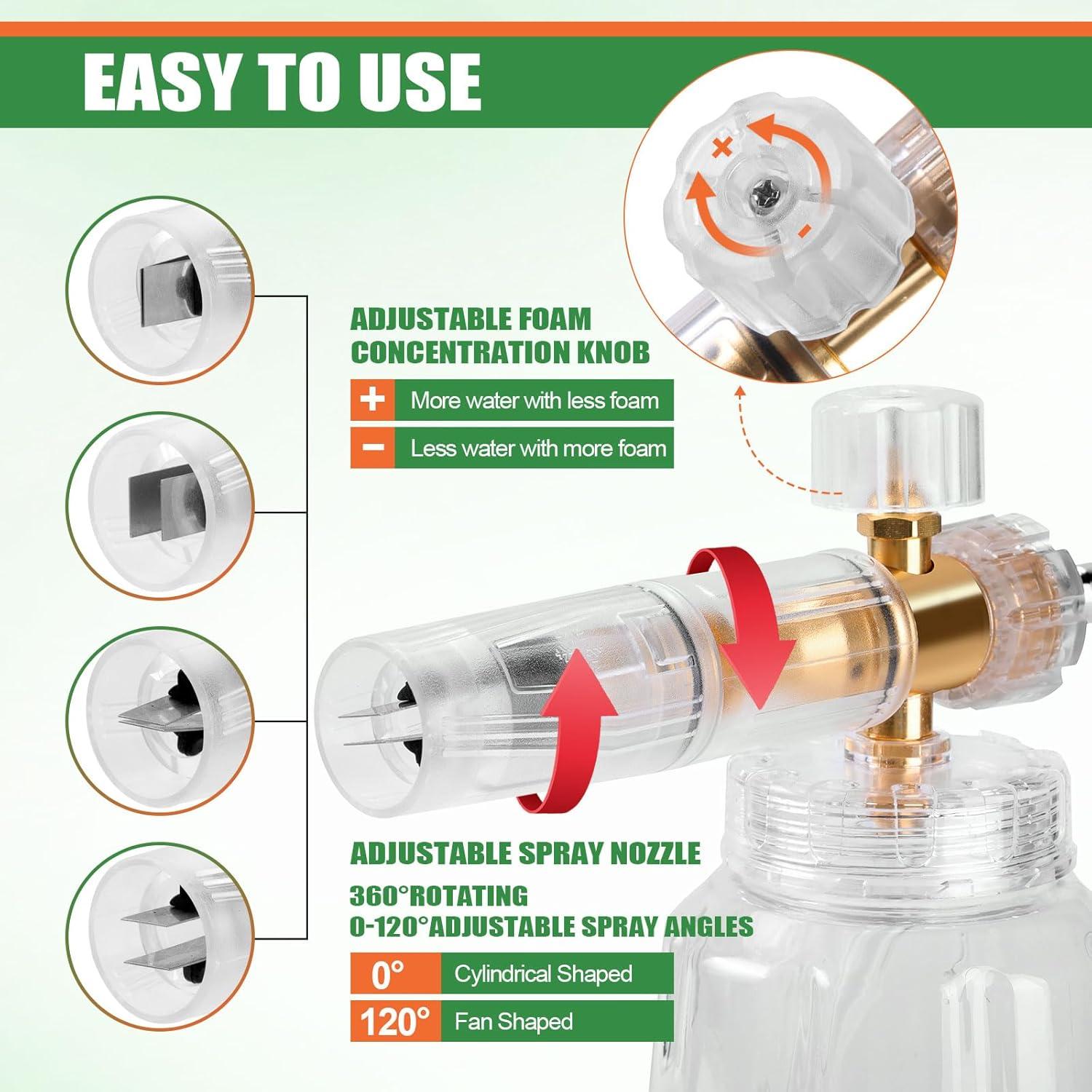 Conector Doble JERUIFOX para Lavadora de Presión con Cańón de Espuma y 5 Boquillas