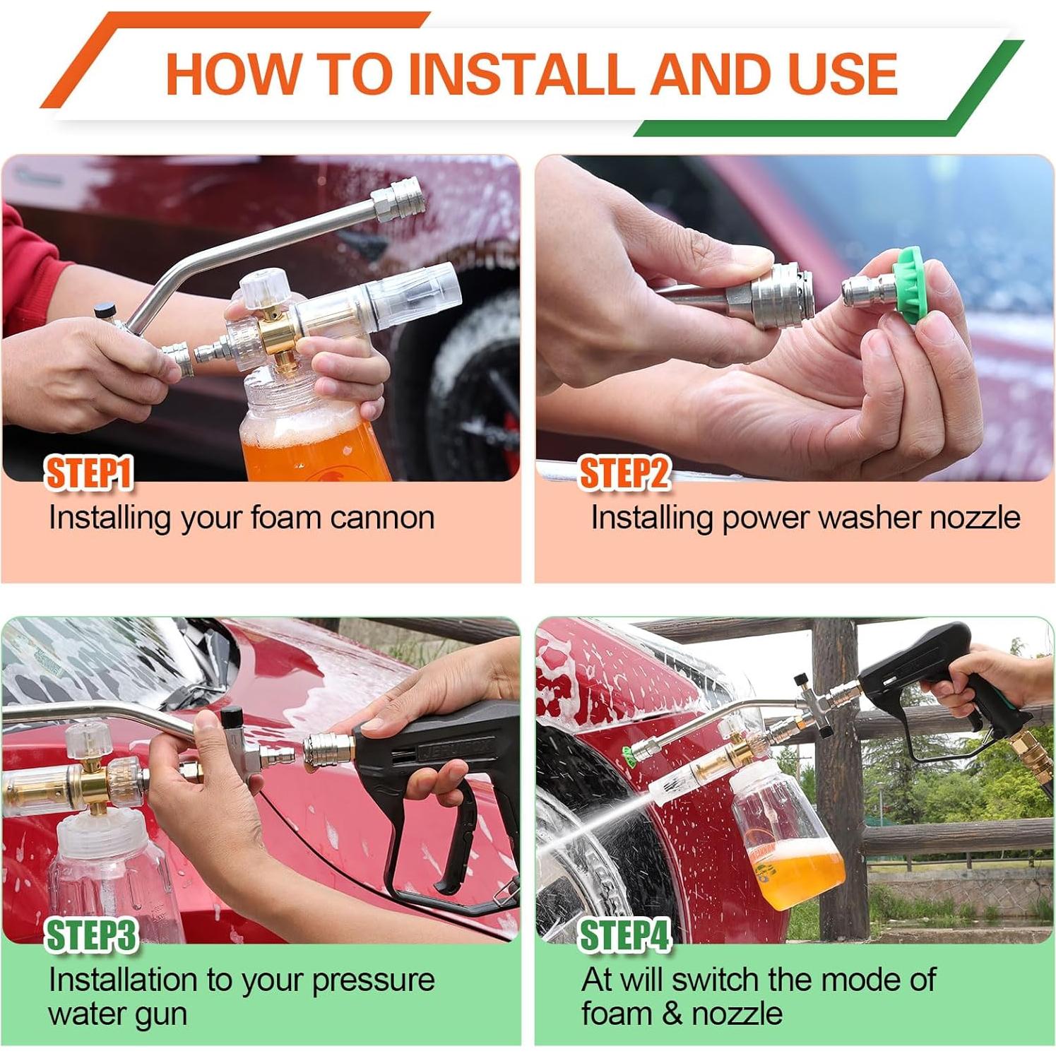 Conector Doble JERUIFOX para Lavadora de Presión con Cańón de Espuma y 5 Boquillas