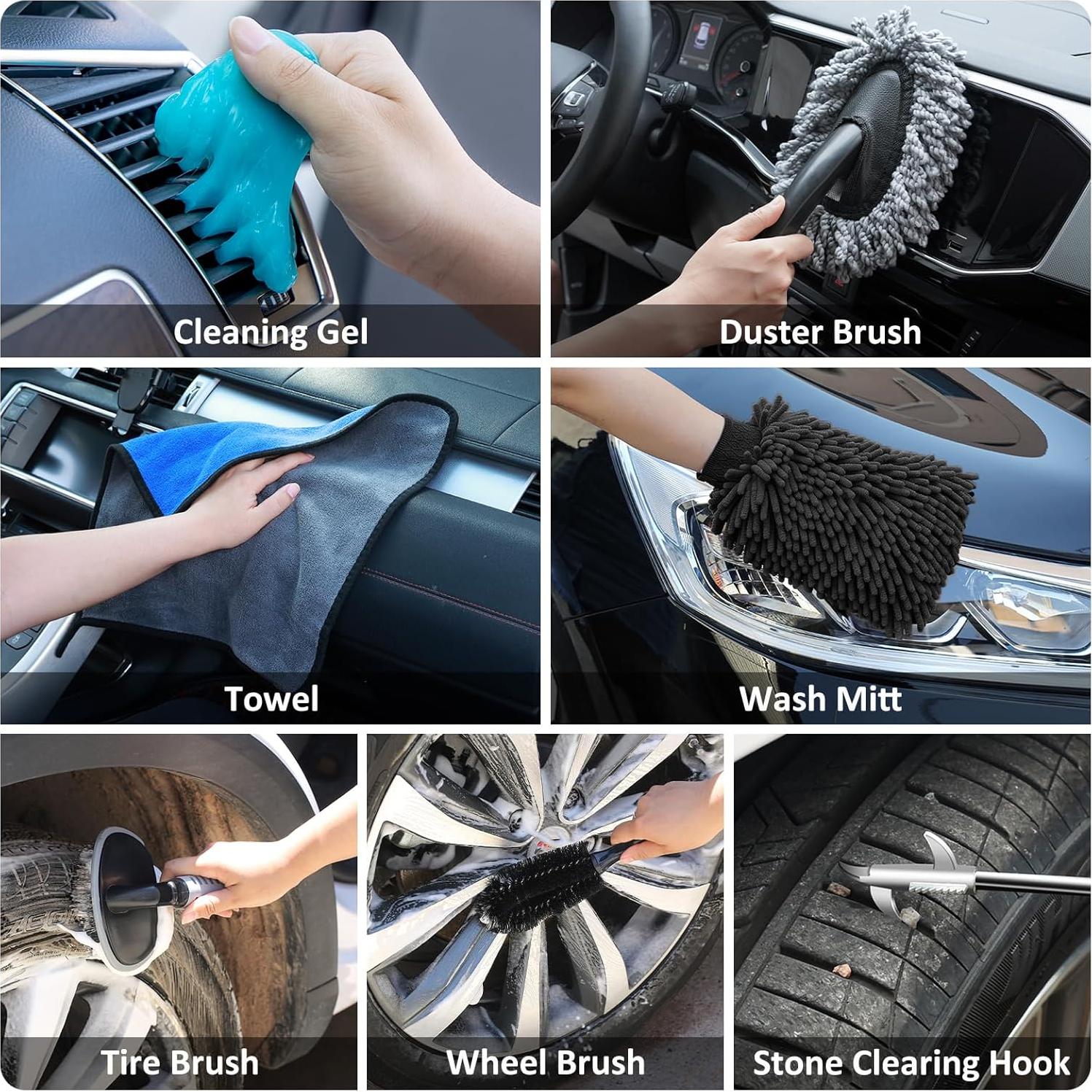 Kit de Lavado de Autos 44 Piezas AUTODECO Negro