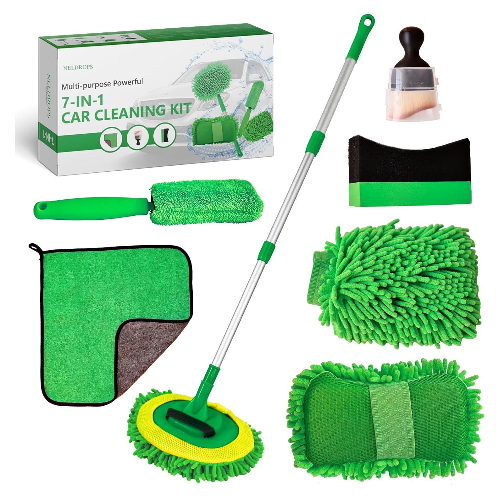 Kit de Limpieza de Autos 7 en 1 NELDROPS - Mop Telescópico y Accesorios