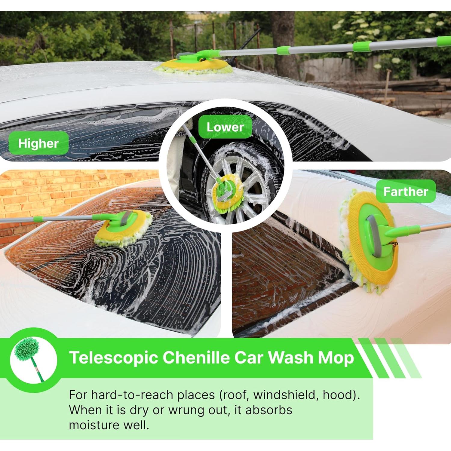 Kit de Limpieza de Autos 7 en 1 NELDROPS - Mop Telescópico y Accesorios