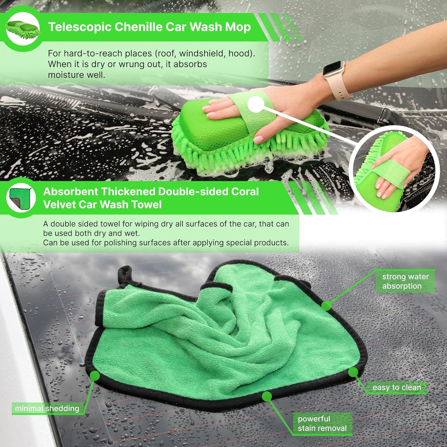 Kit de Limpieza de Autos 7 en 1 NELDROPS - Mop Telescópico y Accesorios