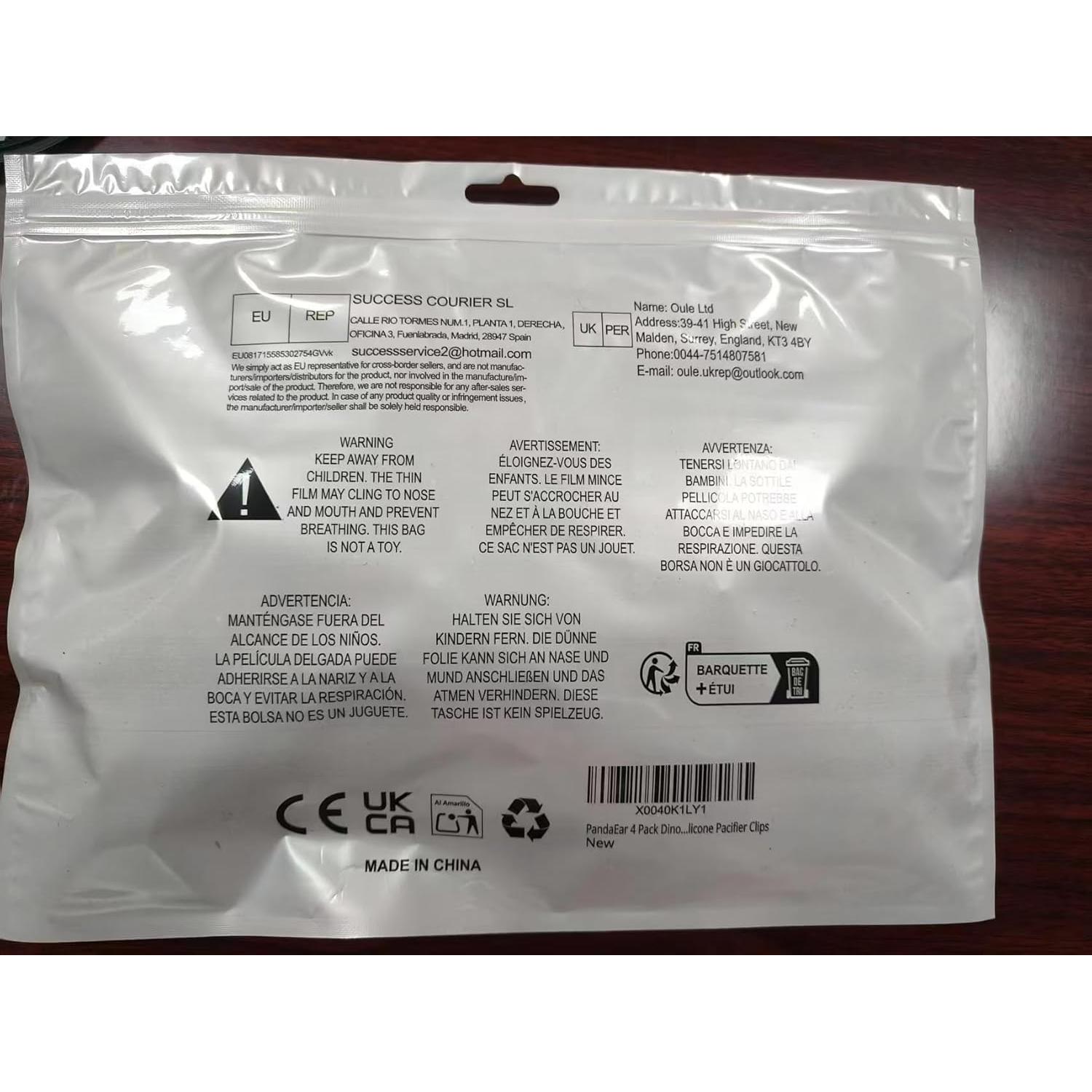 PandaEar 8 Pack Correas y Clips de Chupete Silicona Dinosaurio