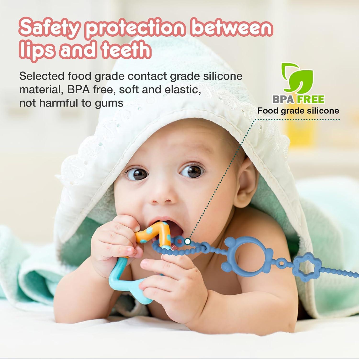 Correas de Juguete para Bebé 6pcs Silicona Ajustable