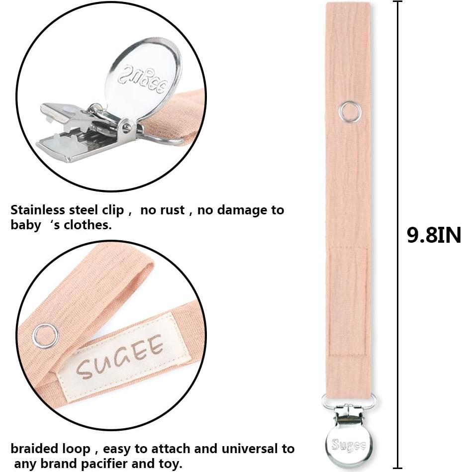 Clip de Chupete Sugee para Bebé - Set de 4 Piezas Neutras