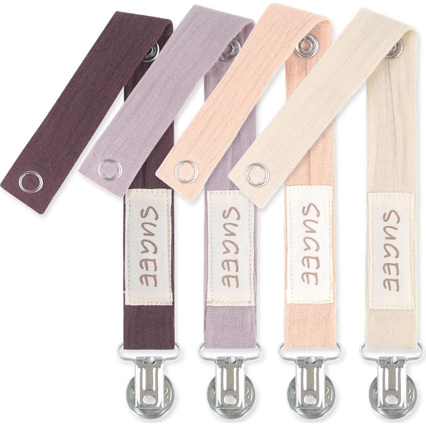 Clip de Chupete Sugee para Bebé - Set de 4 Piezas Neutras