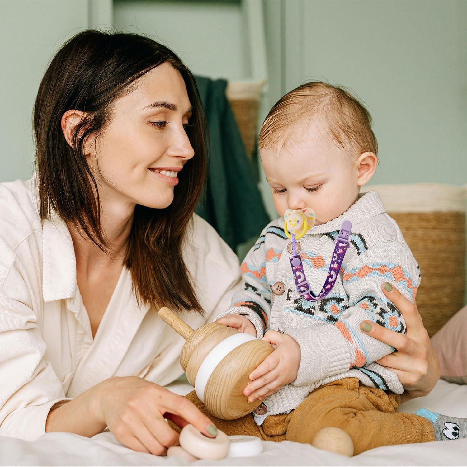 Paquete de 12 Clips para Chupetes Multicolor A - Correa Ajustable 32-46.5cm