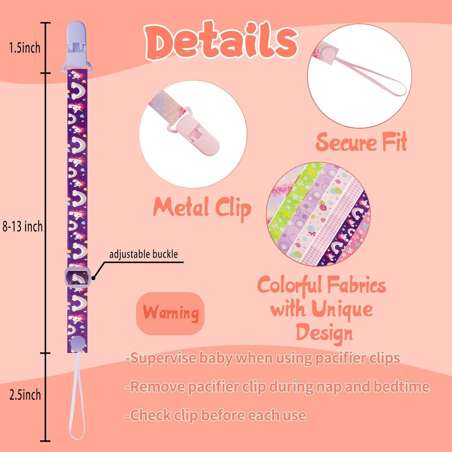 Paquete de 12 Clips para Chupetes Multicolor A - Correa Ajustable 32-46.5cm