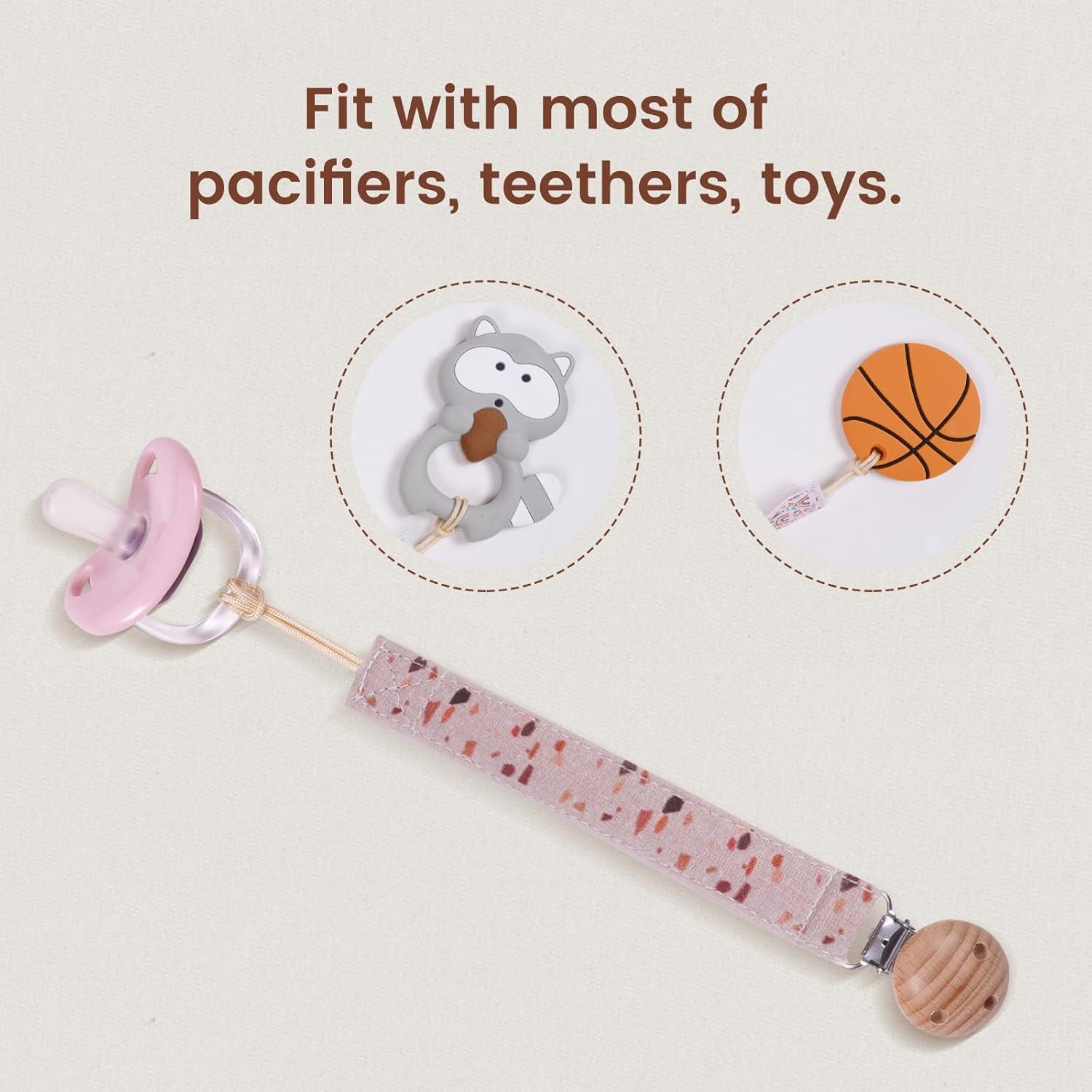 Clip de Chupete de Algodón para Bebés - Set de 3 Patrón Irregular