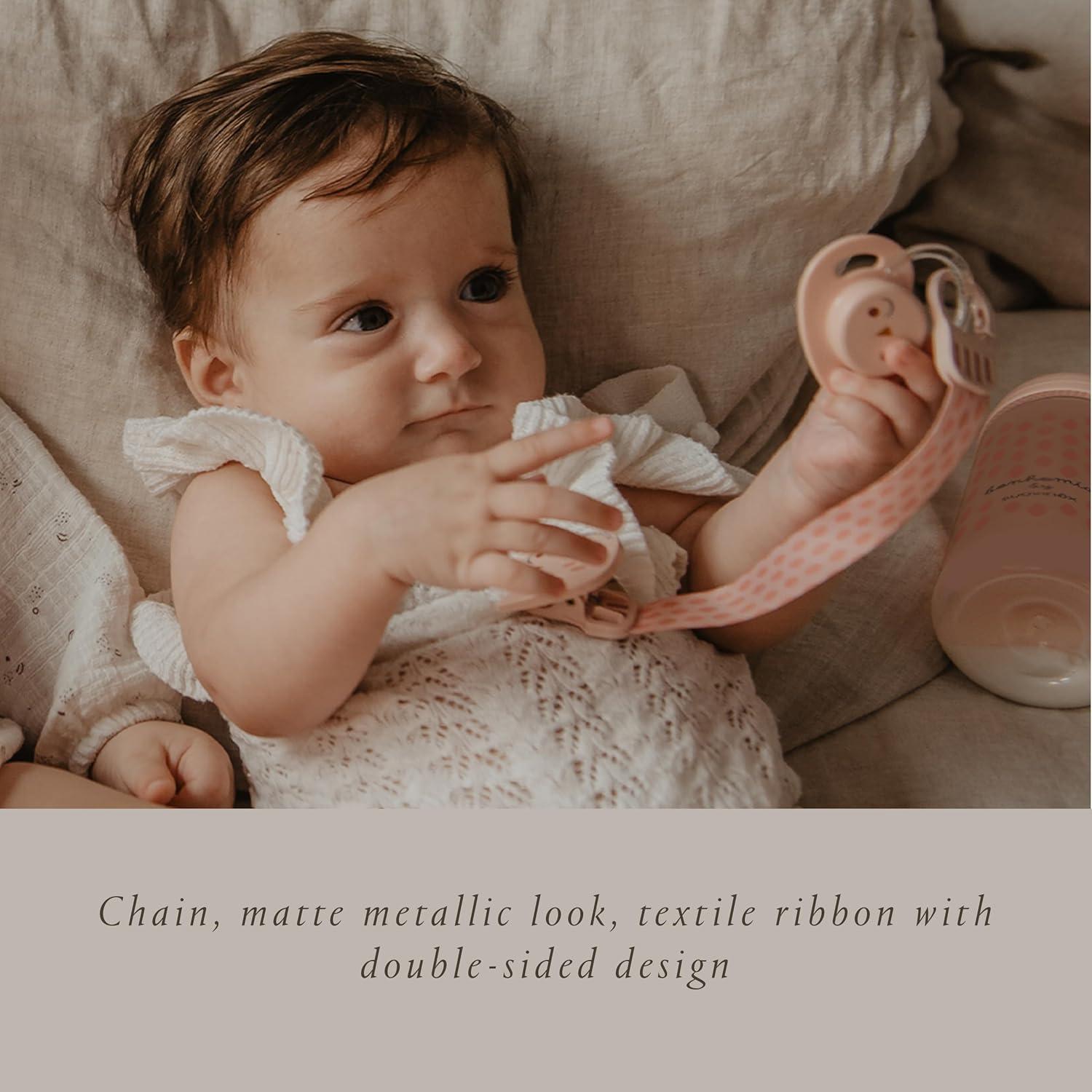 Clip para Chupete Suavinex Bonhomia Beige con Cinta Textil