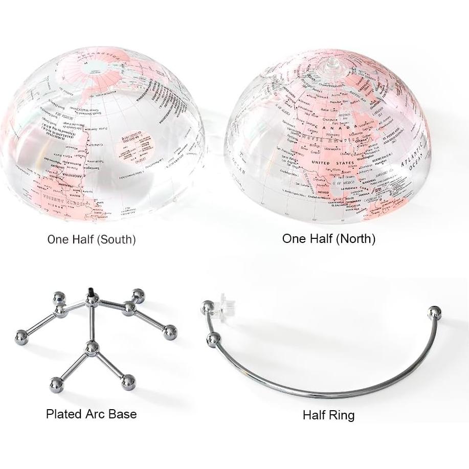 Globo Terráqueo Rosa 20 cm con Soporte de Metal - Decoración y Aprendizaje