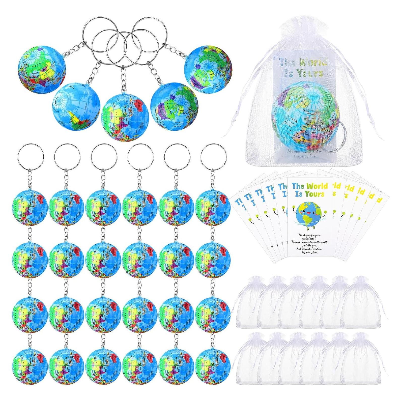 Pack 24 Llaveros Globo Día de la Tierra Quelay para Niños