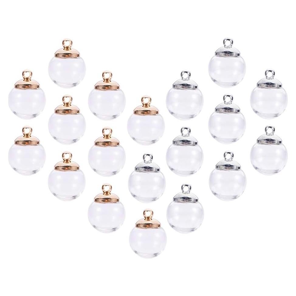 50 Mini Botellas de Vidrio 12mm PH PandaHall con Tapas de Latón