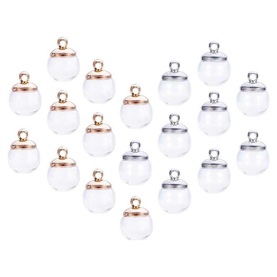 50 Mini Botellas de Vidrio 10mm PH PandaHall con Tapas de Latón