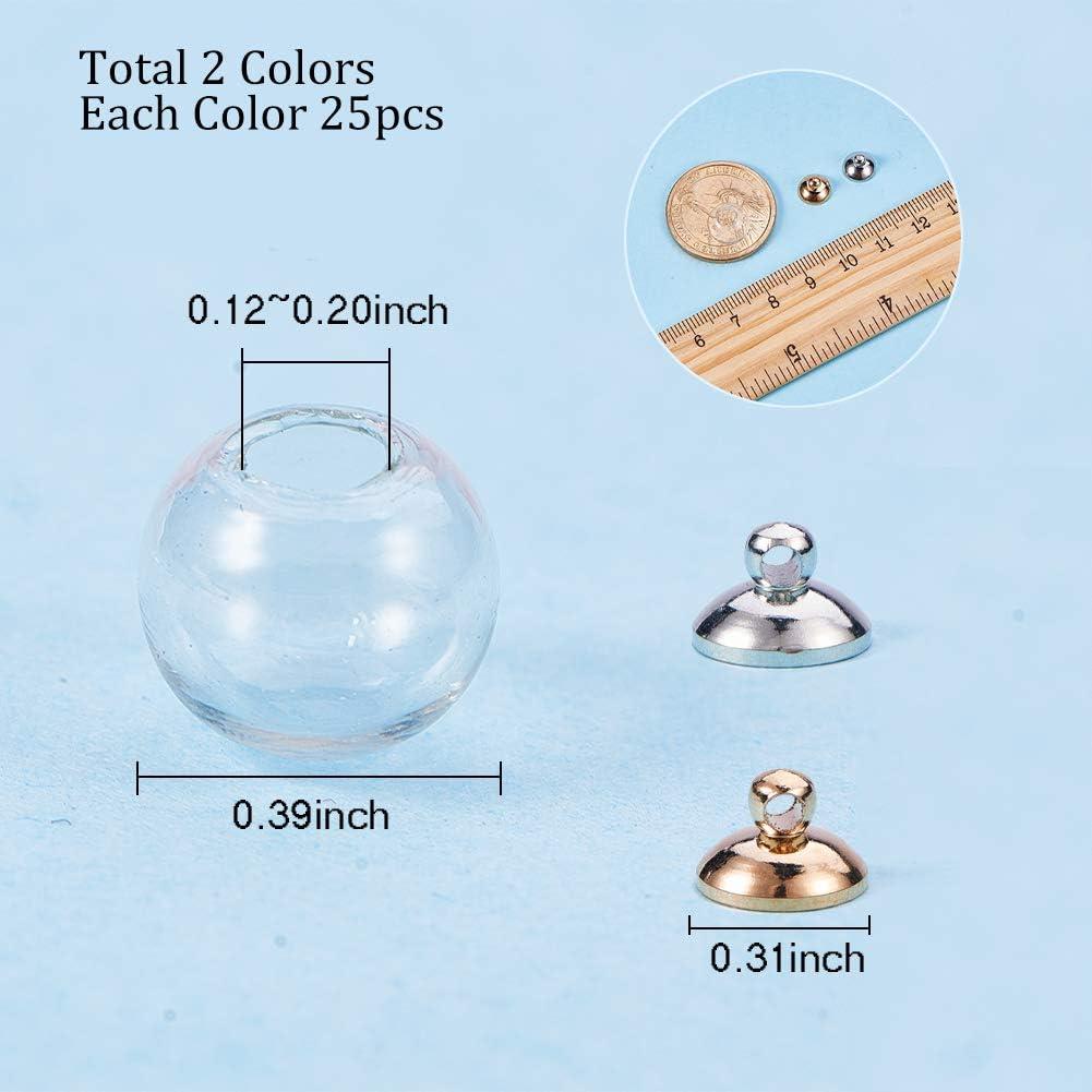 50 Mini Botellas de Vidrio 10mm PH PandaHall con Tapas de Latón