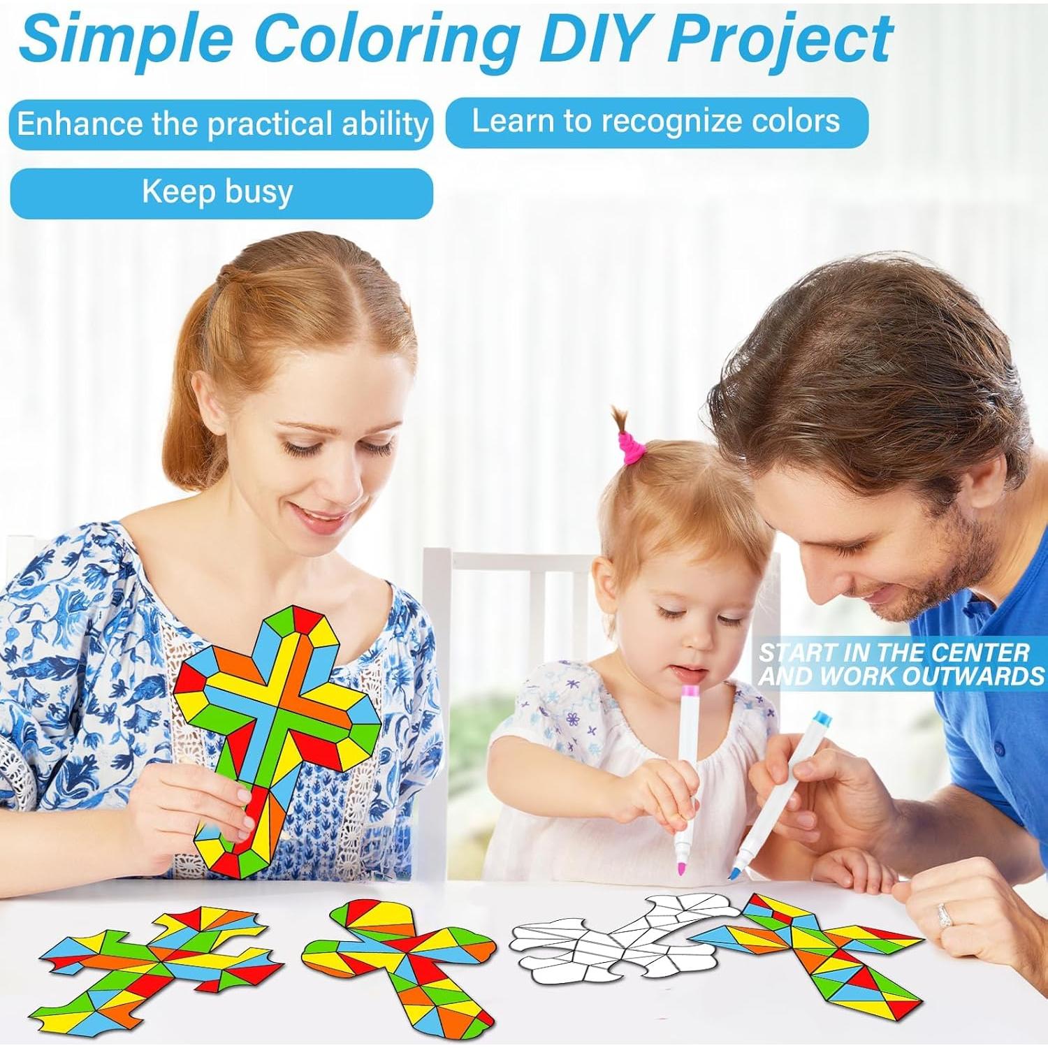 Kit de 30 Suncatchers Cruz de Pascua Qyeahkj con 10 Marcadores