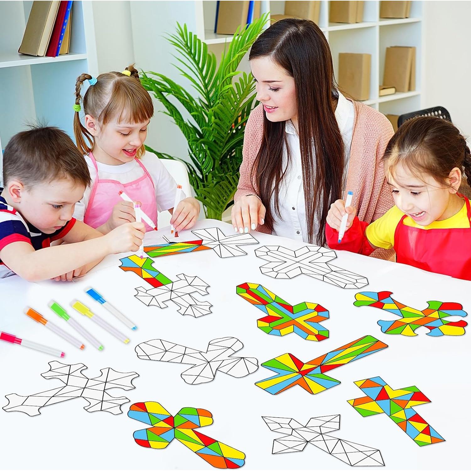 Kit de 30 Suncatchers Cruz de Pascua Qyeahkj con 10 Marcadores