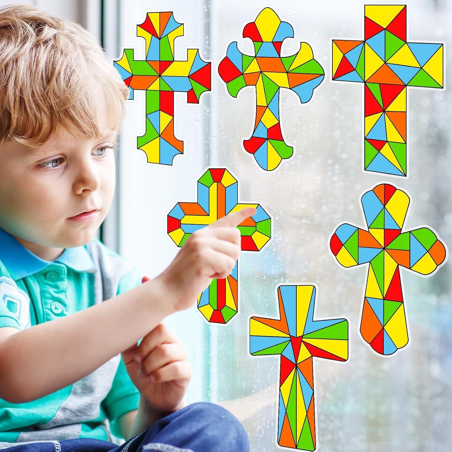 Kit de 30 Suncatchers Cruz de Pascua Qyeahkj con 10 Marcadores