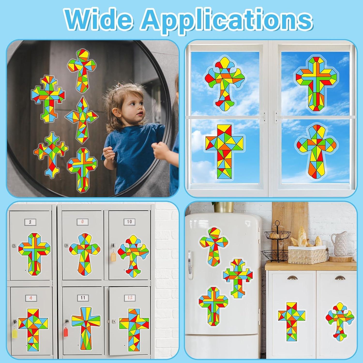 Kit de 30 Suncatchers Cruz de Pascua Qyeahkj con 10 Marcadores