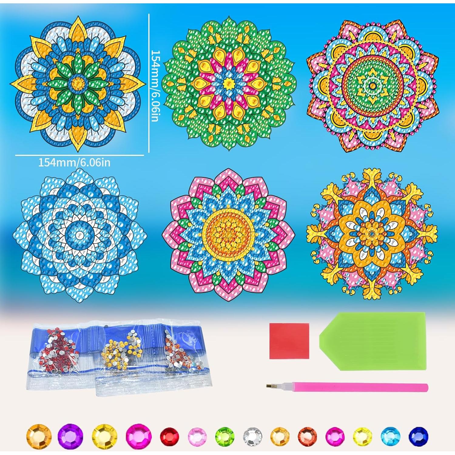 Kit de Arte de Diamante ACSAUMMY 6pcs Mandala para Ventanas