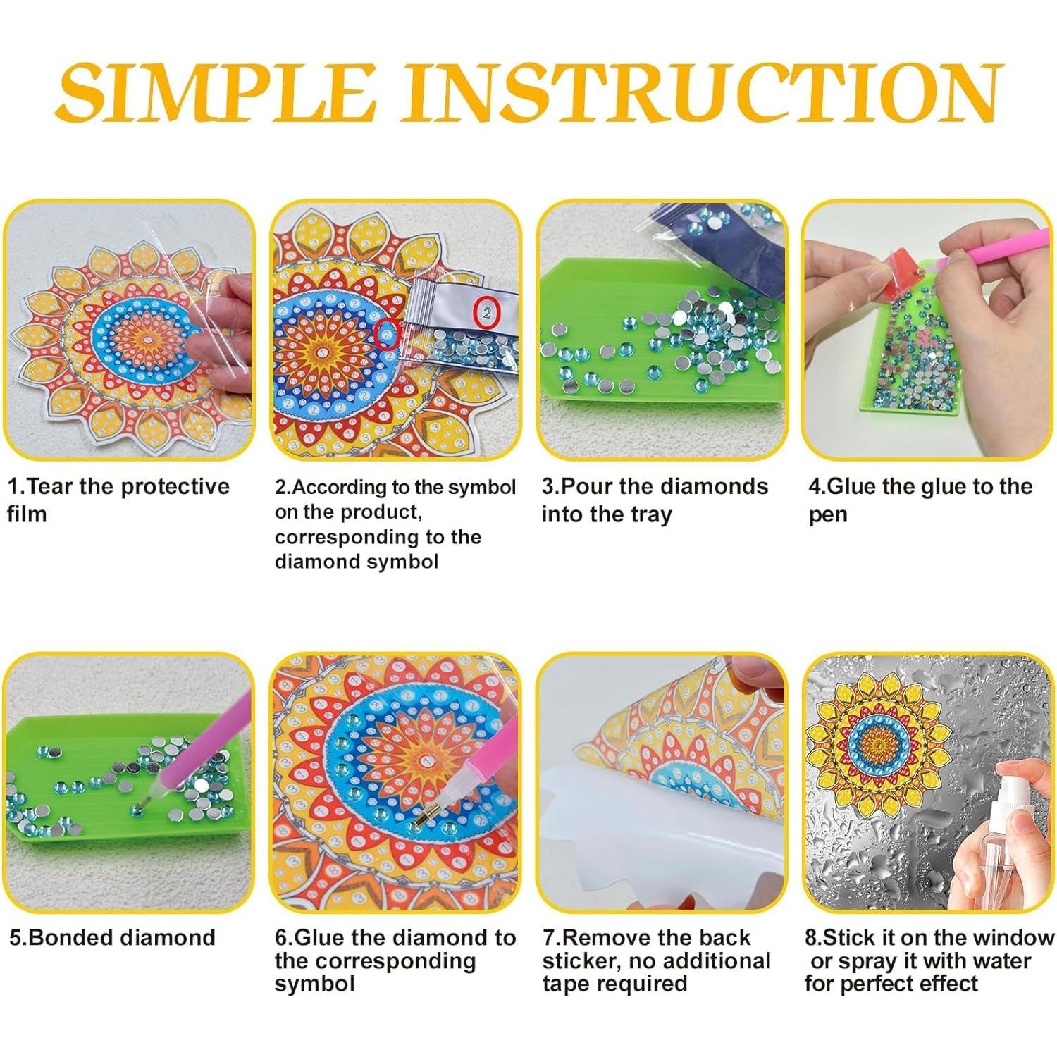 Kit de Arte de Diamante ACSAUMMY 6pcs Mandala para Ventanas