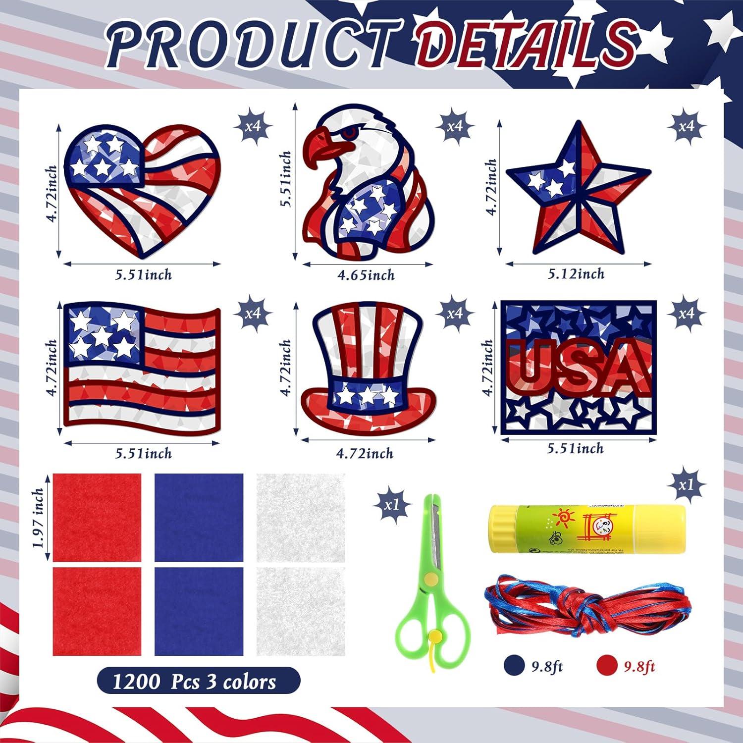 Kit de Manualidades Patrióticas 24 Piezas Feifeiya 4 de Julio