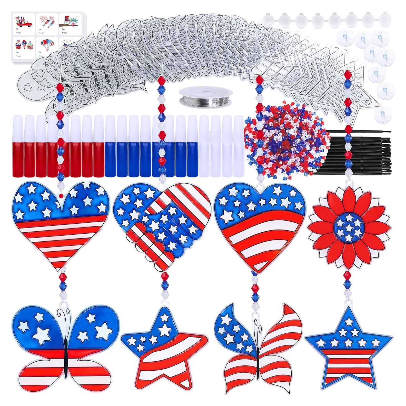 Kit de Adornos de Captadores de Sol Patrióticos Winlyn 24 Piezas