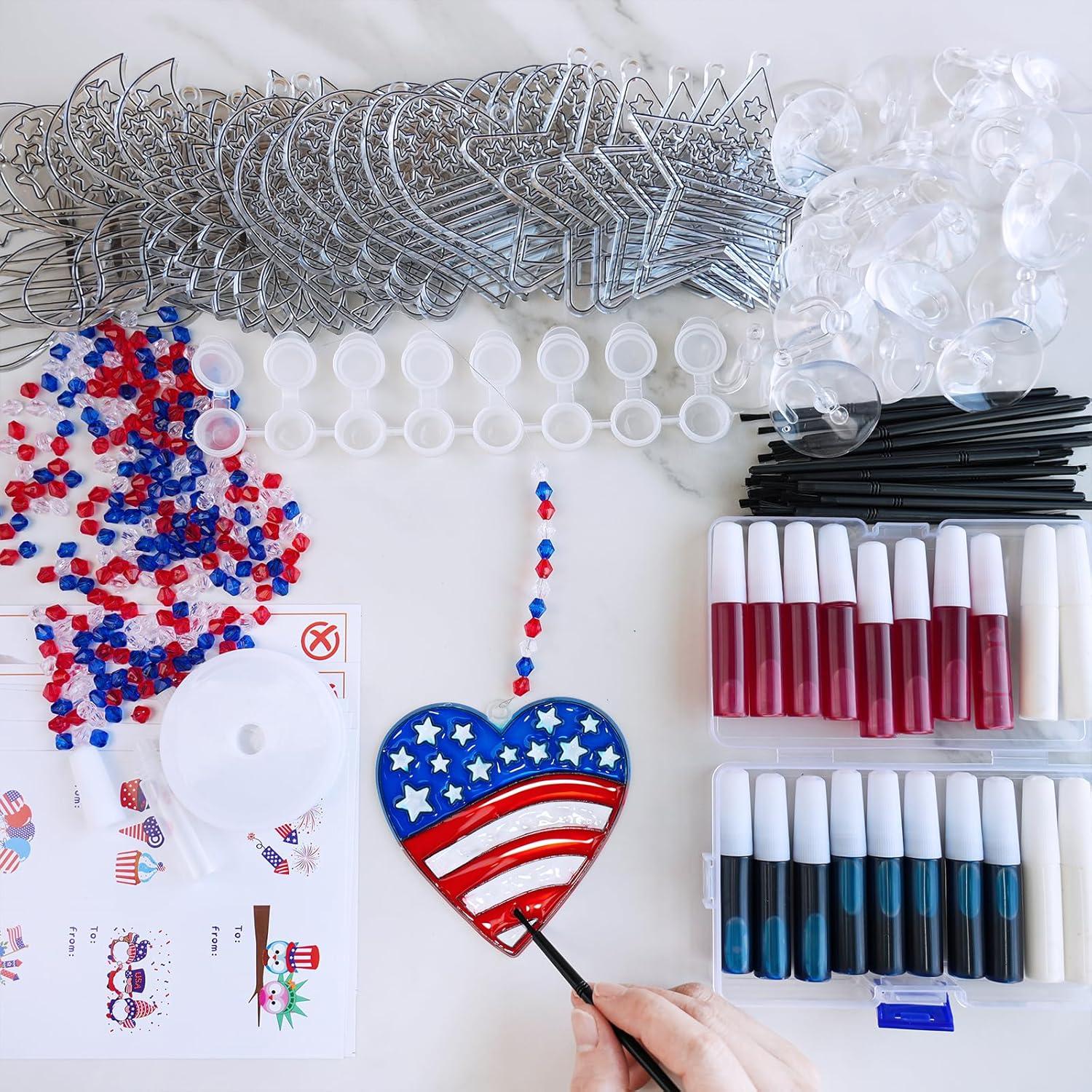 Kit de Adornos de Captadores de Sol Patrióticos Winlyn 24 Piezas