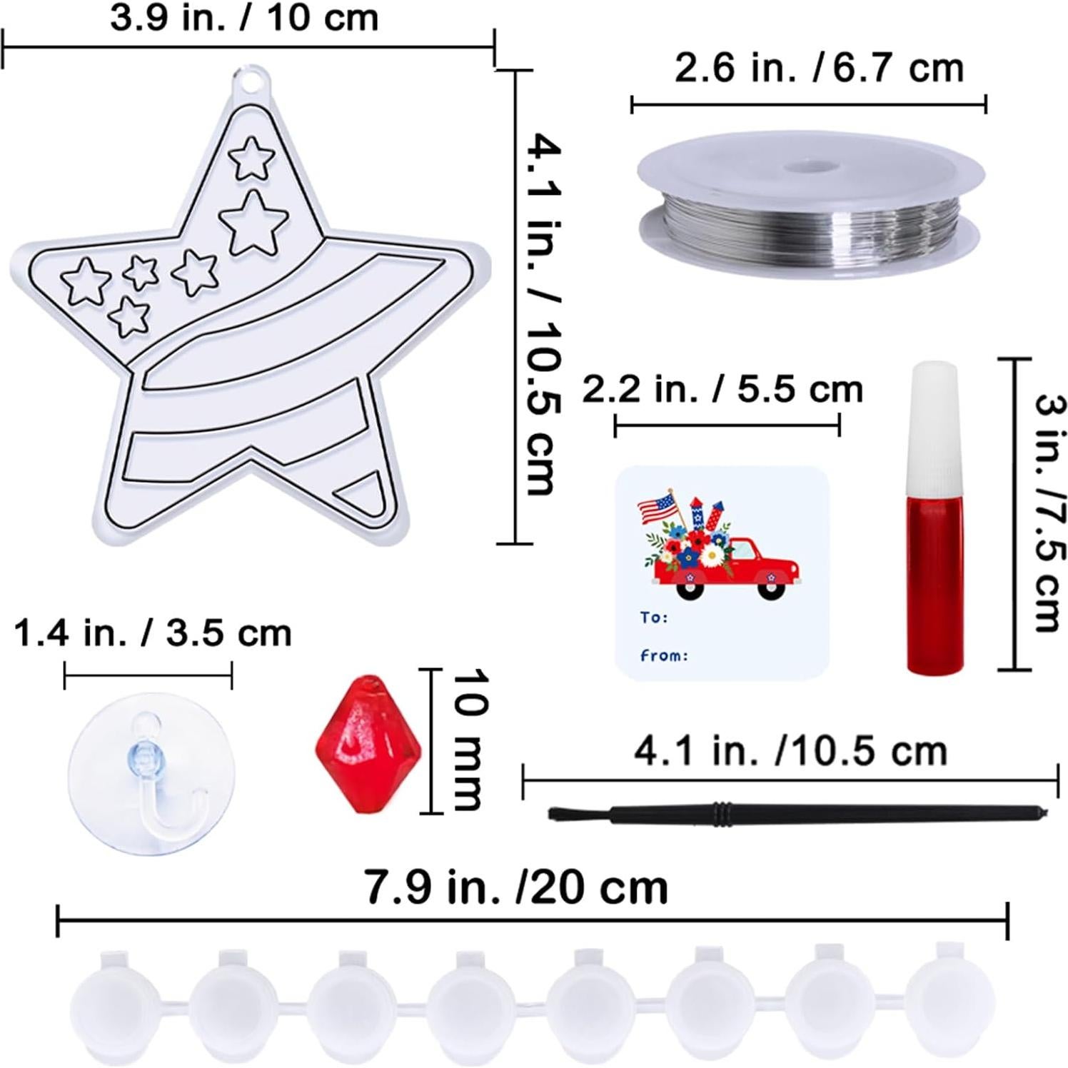 Kit de Adornos de Captadores de Sol Patrióticos Winlyn 24 Piezas