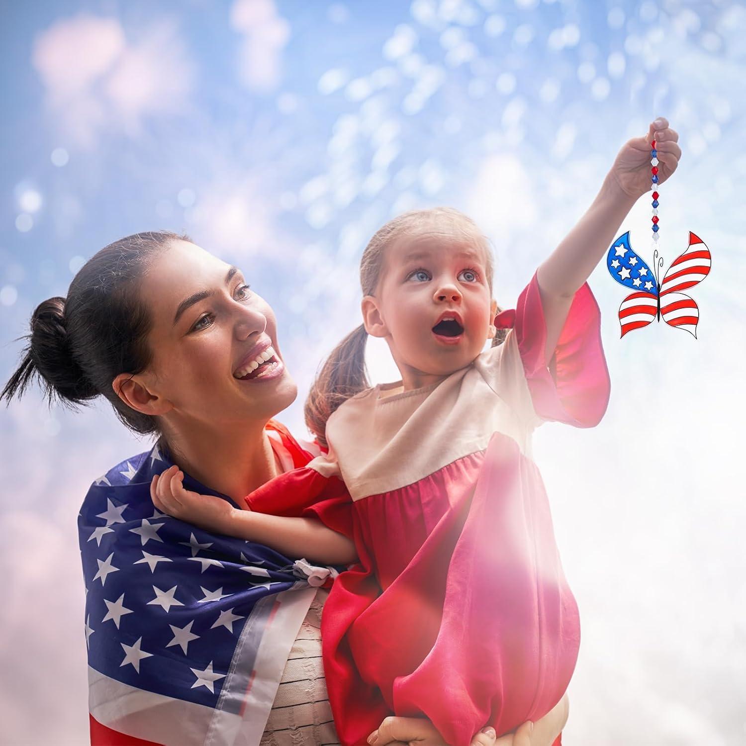 Kit de Adornos de Captadores de Sol Patrióticos Winlyn 24 Piezas