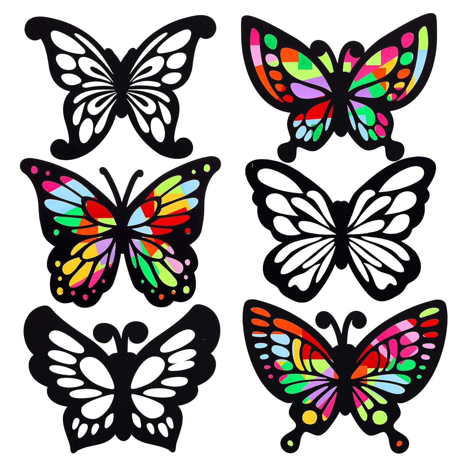 Atrapa Luz Mariposa de Papel Efecto Vitral Outus - 12 Piezas