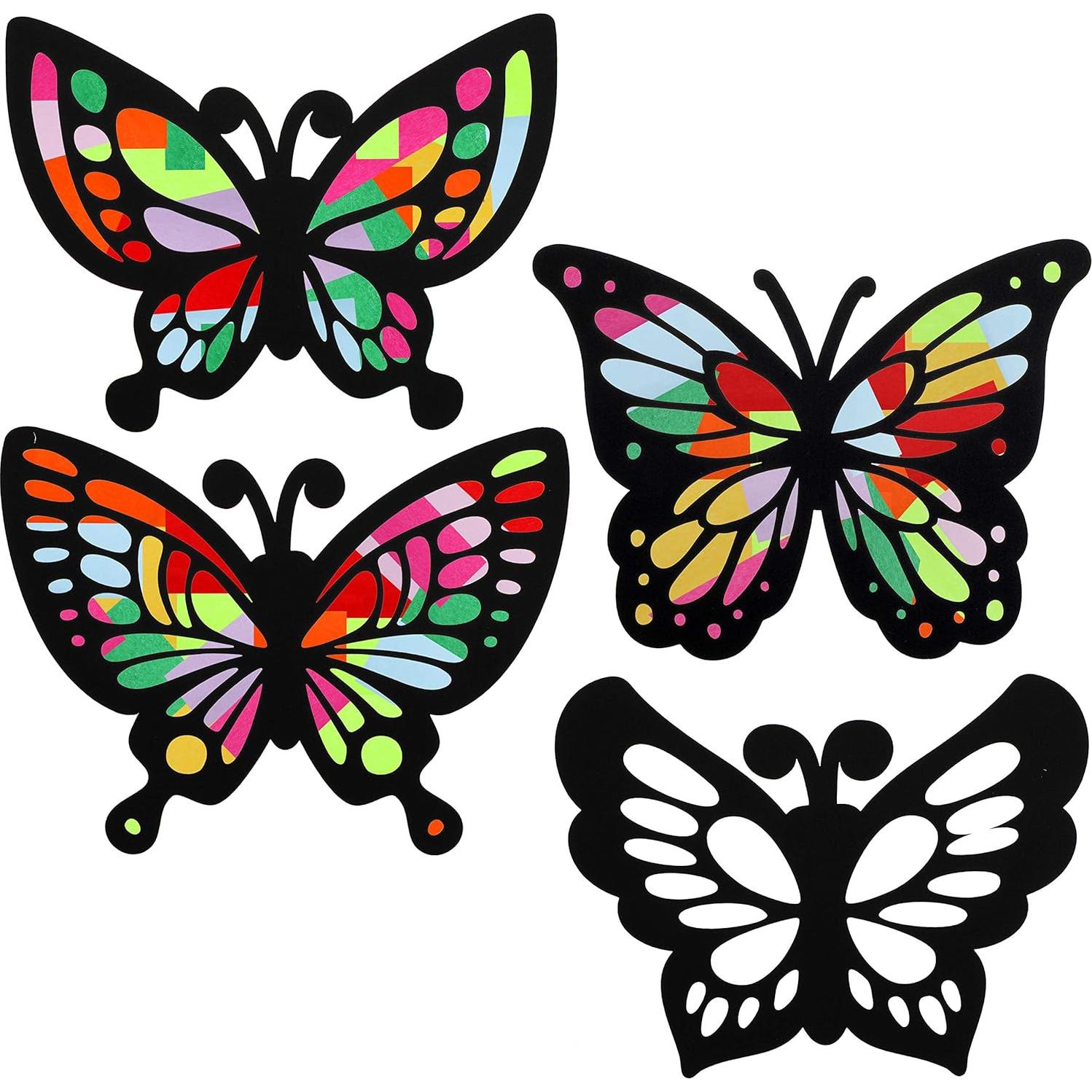 Atrapa Luz Mariposa de Papel Efecto Vitral Outus - 12 Piezas