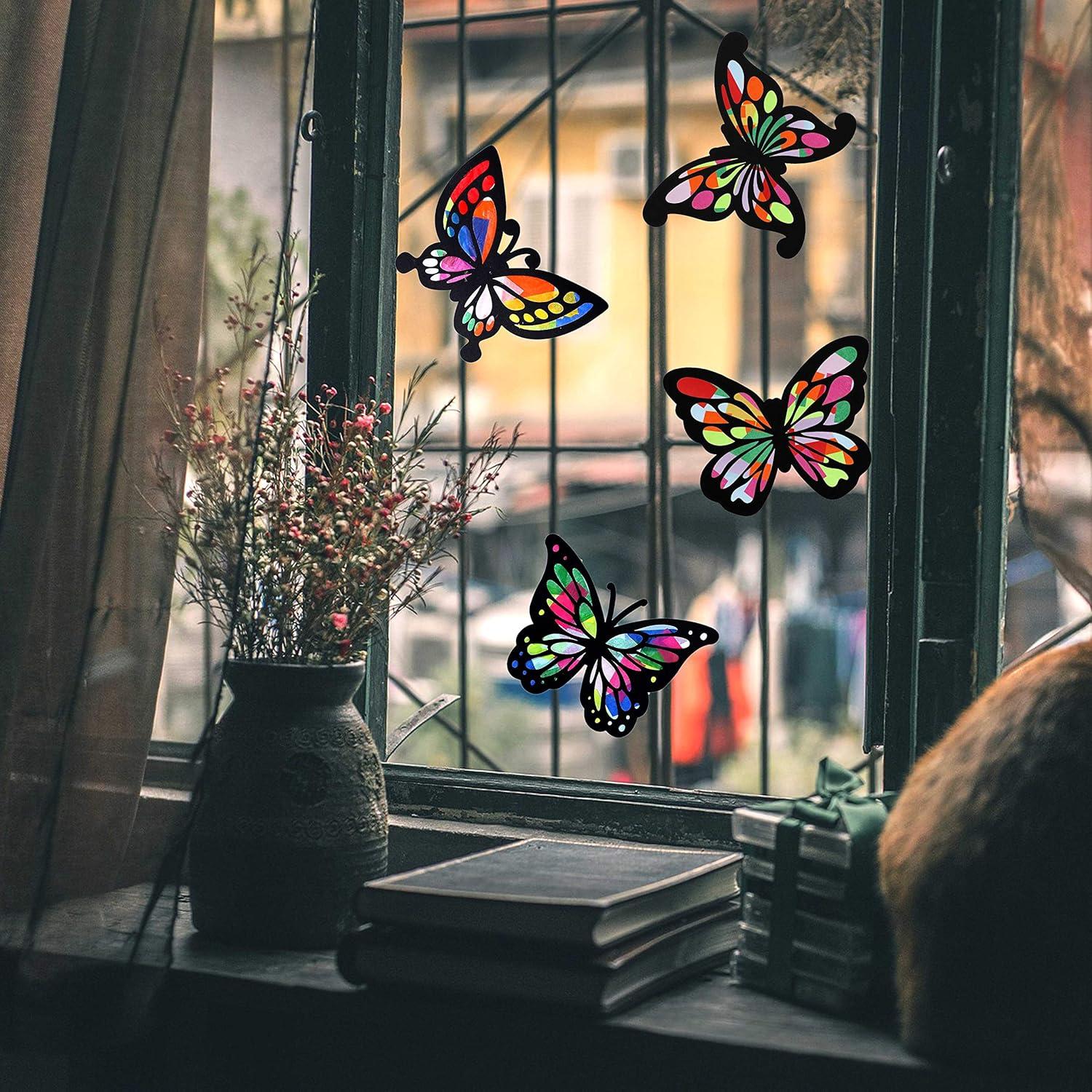 Atrapa Luz Mariposa de Papel Efecto Vitral Outus - 12 Piezas