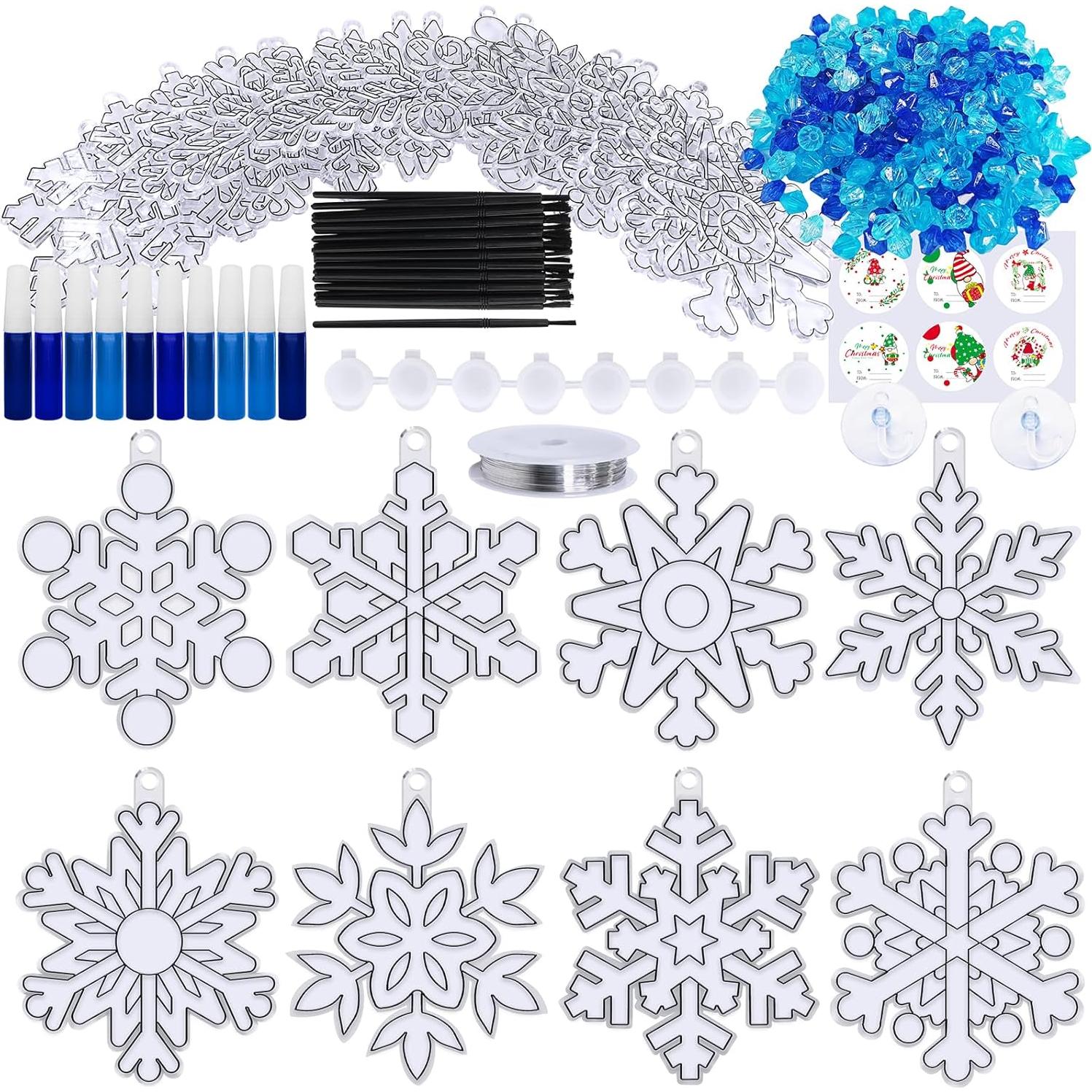 Winlyn Kit 24 Atrapa Rayos Copos de Nieve Manualidades Navidad