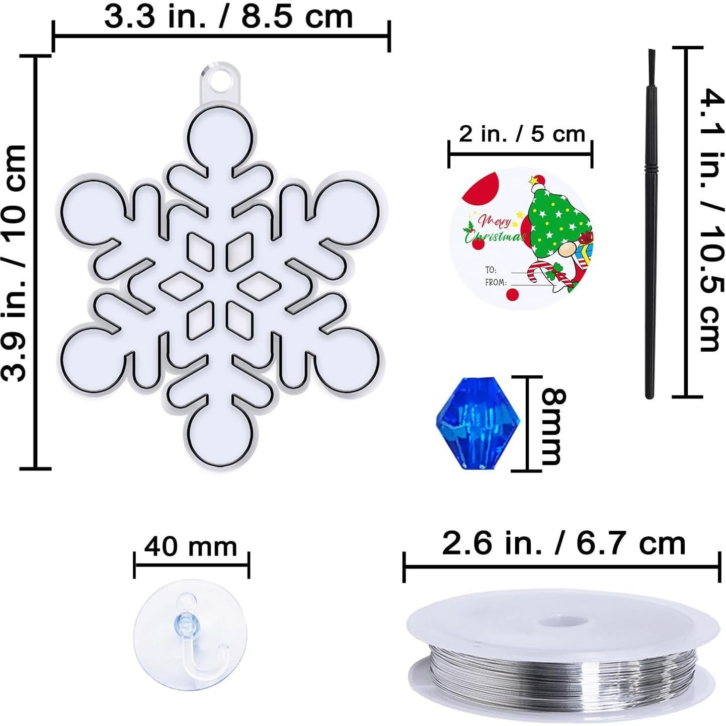 Winlyn Kit 24 Atrapa Rayos Copos de Nieve Manualidades Navidad