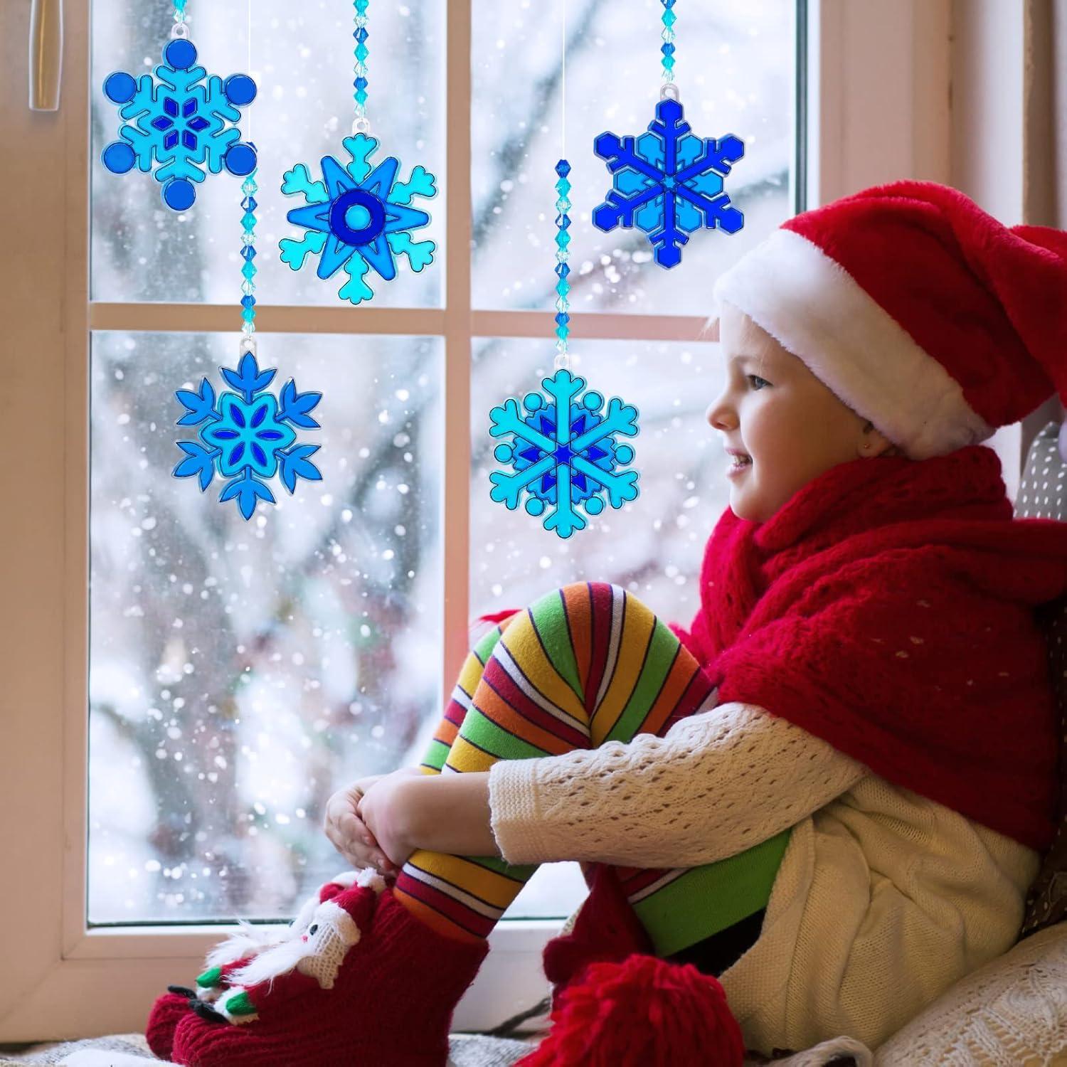 Winlyn Kit 24 Atrapa Rayos Copos de Nieve Manualidades Navidad