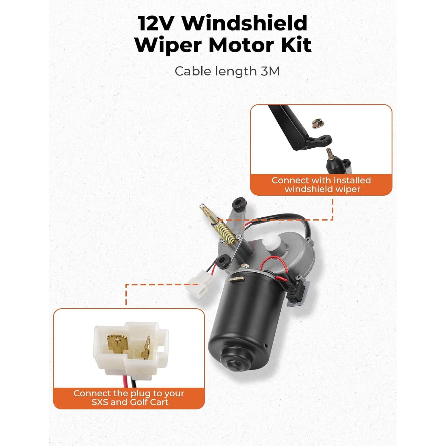 Kit de limpiaparabrisas eléctrico 12V Kemimoto para UTV