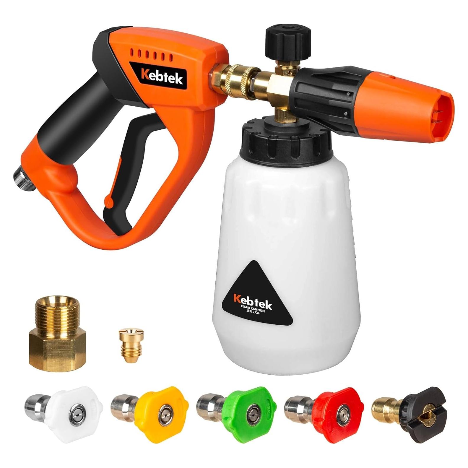 Cañón de Espuma Kebtek 1L con Pistola de Lavado 5200 PSI