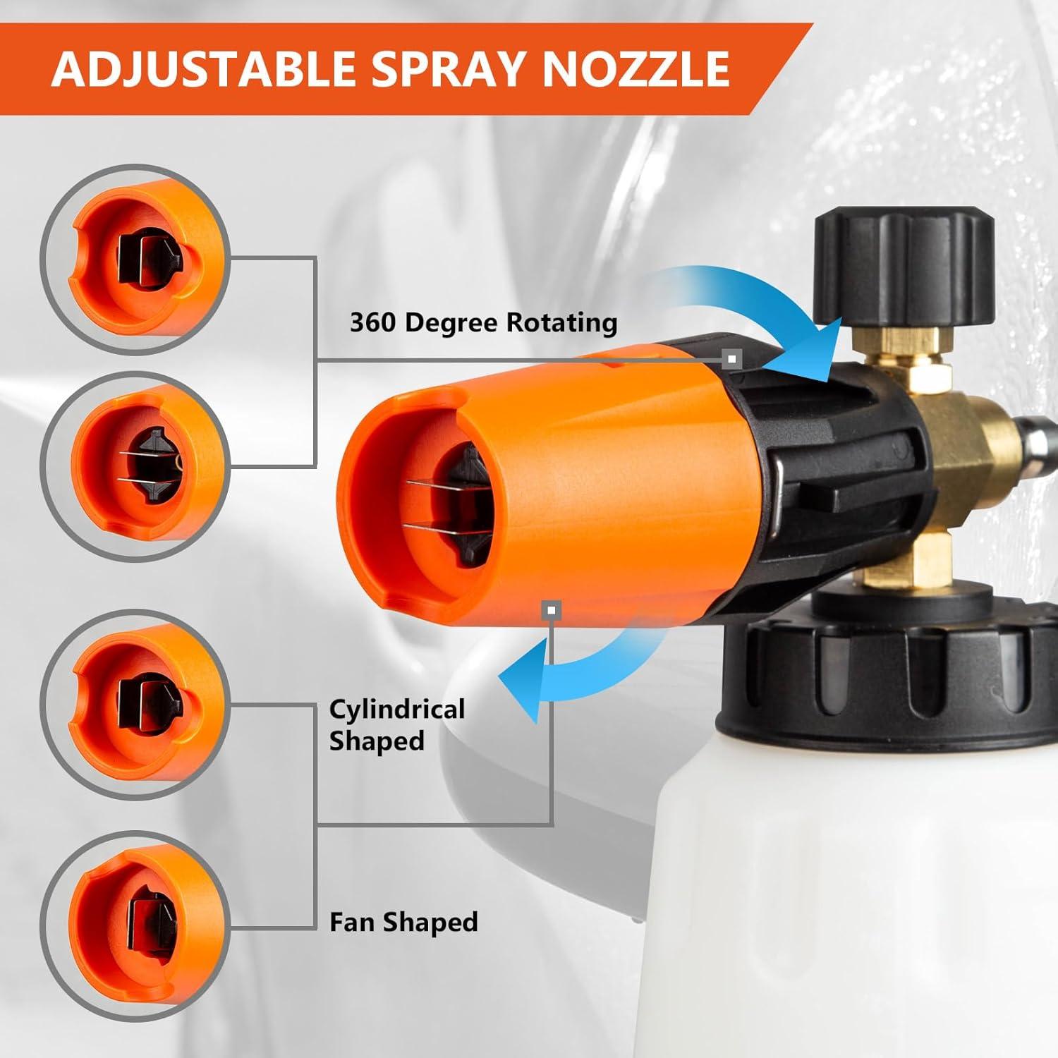 Cañón de Espuma Kebtek 1L con Pistola de Lavado 5200 PSI