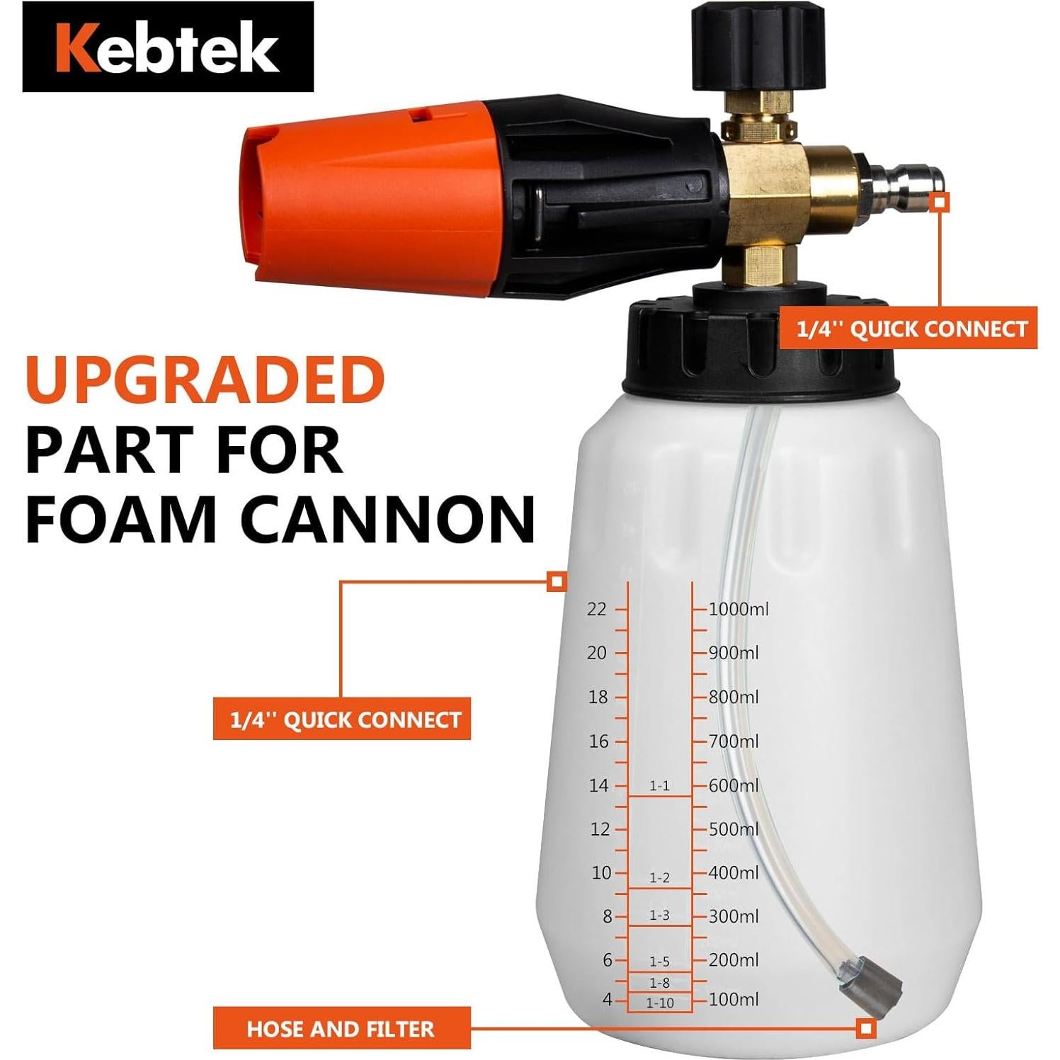 Cañón de Espuma Kebtek 1L con Pistola de Lavado 5200 PSI