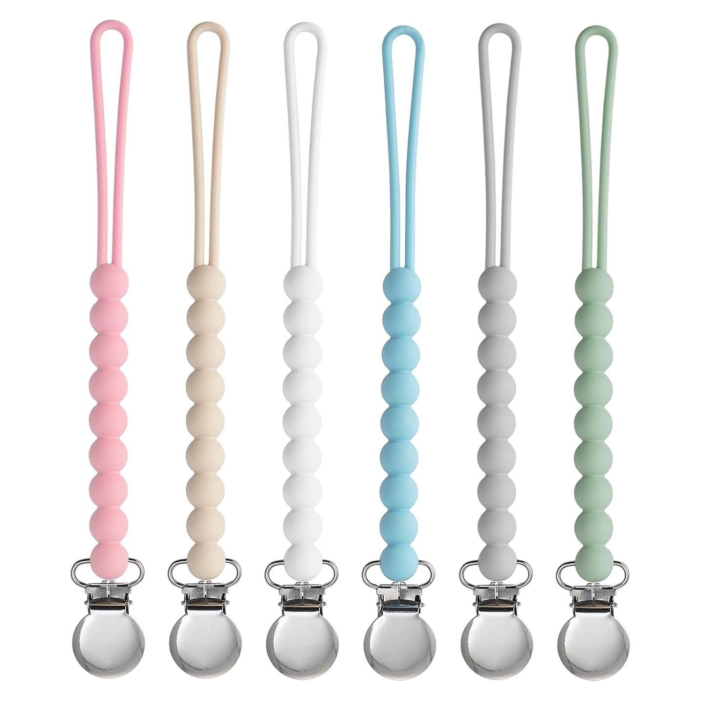 Clip de Chupete MORIBOX - Paquete de 6 Silicona Grado Alimenticio