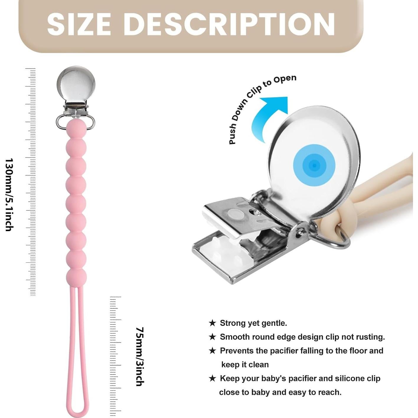Clip de Chupete MORIBOX - Paquete de 6 Silicona Grado Alimenticio