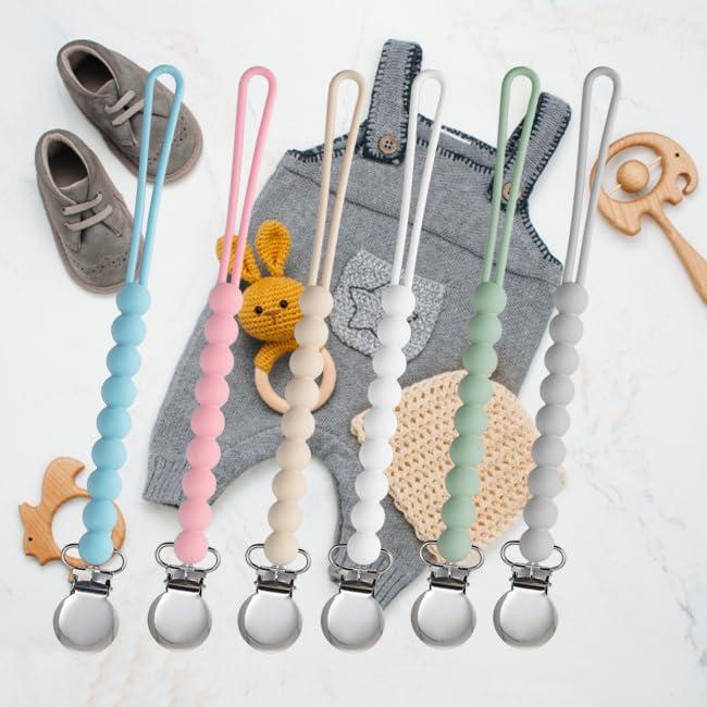 Clip de Chupete MORIBOX - Paquete de 6 Silicona Grado Alimenticio