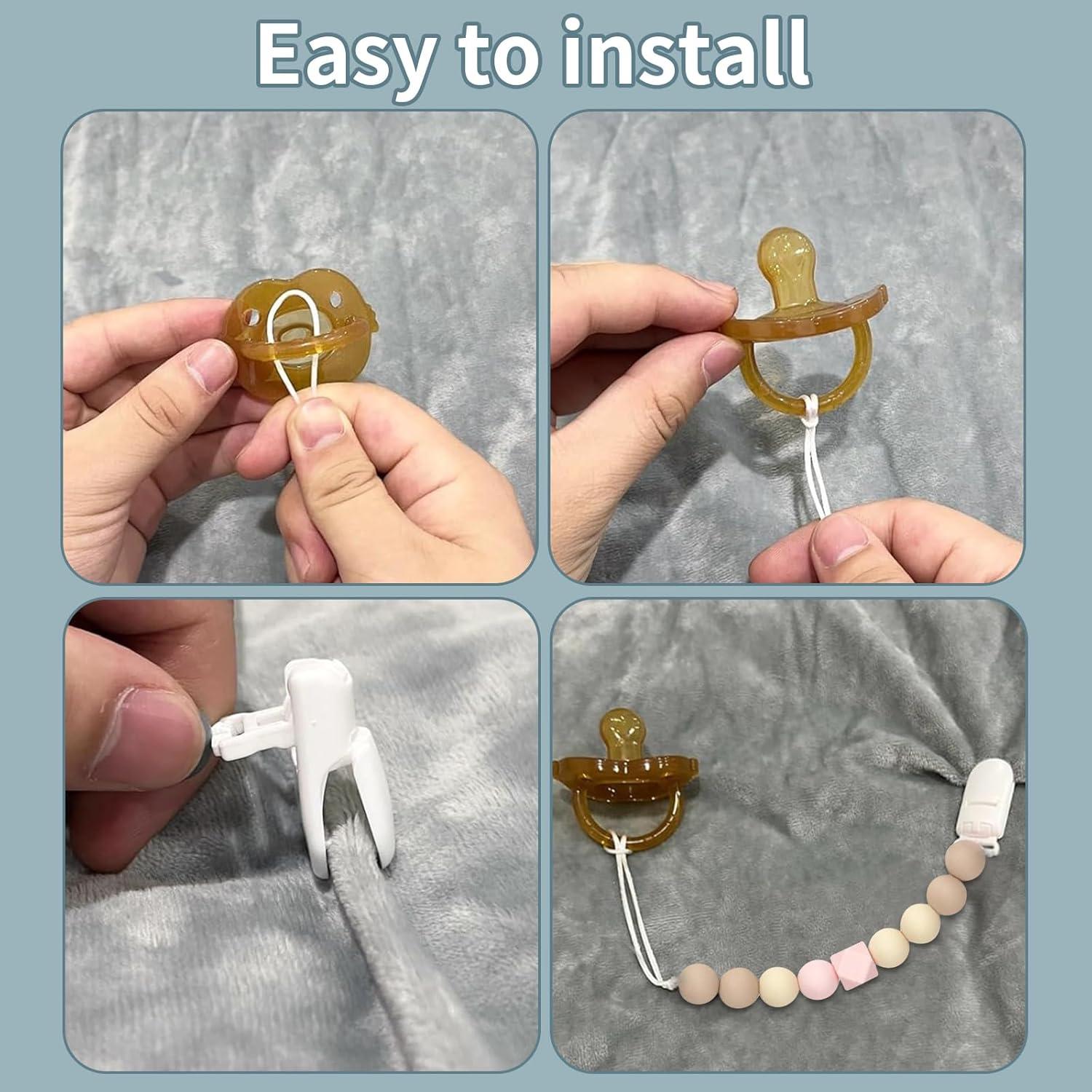Clips para Chupetes de Silicona Grado Alimenticio - Beige y Púrpura - Paquete de 2