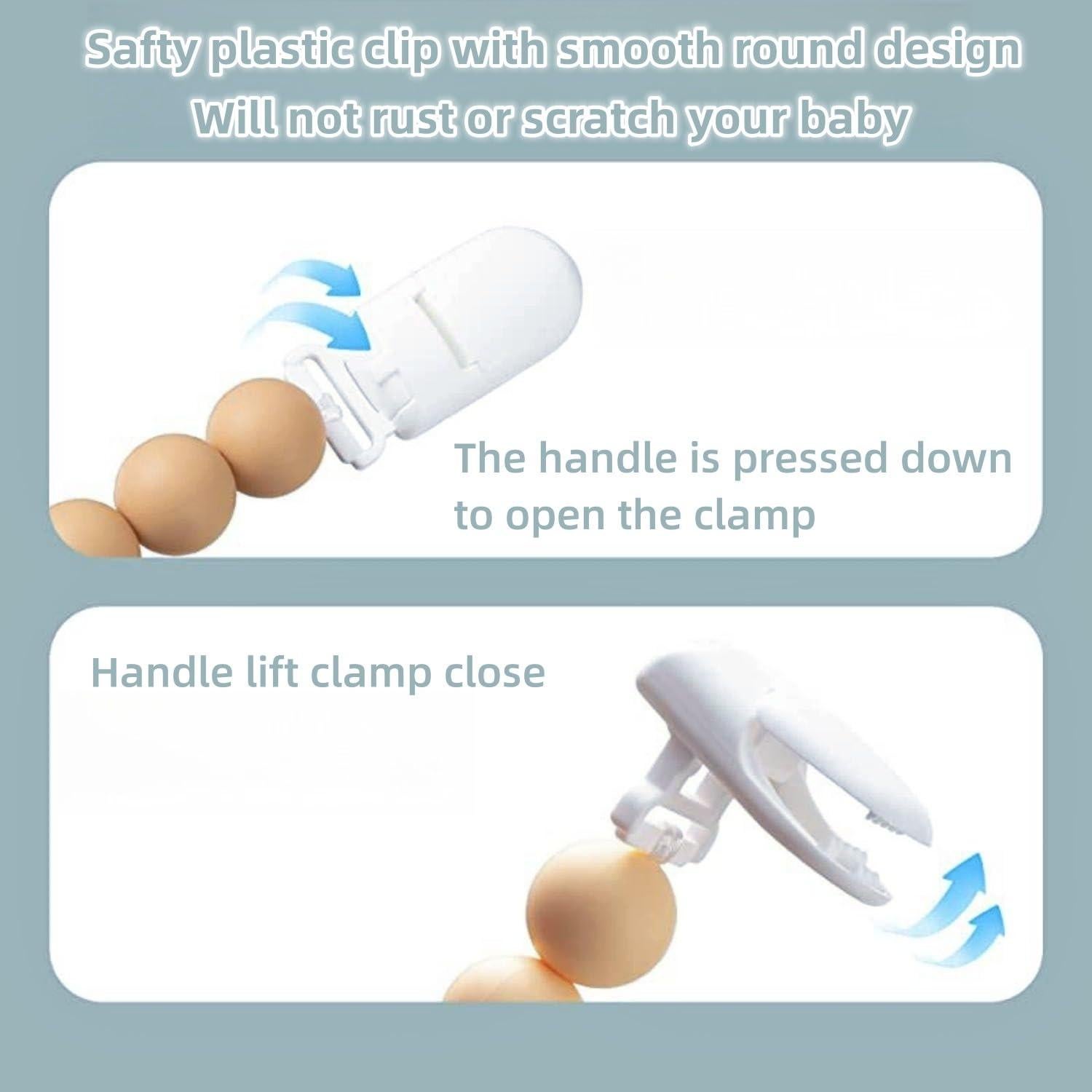 Clips para Chupetes de Silicona Grado Alimenticio - Beige y Púrpura - Paquete de 2